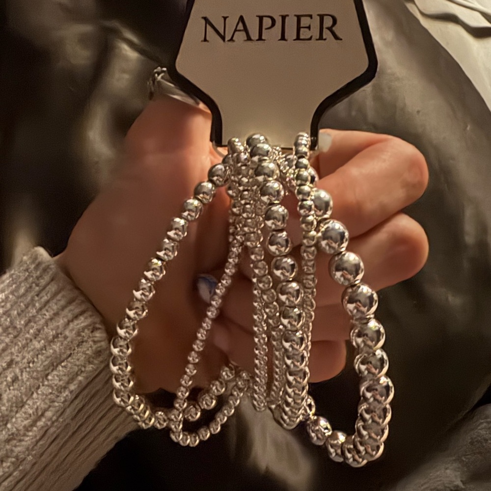 Elegant Silver Beaded 7 Strand Bracelet - Picture 2 of 5